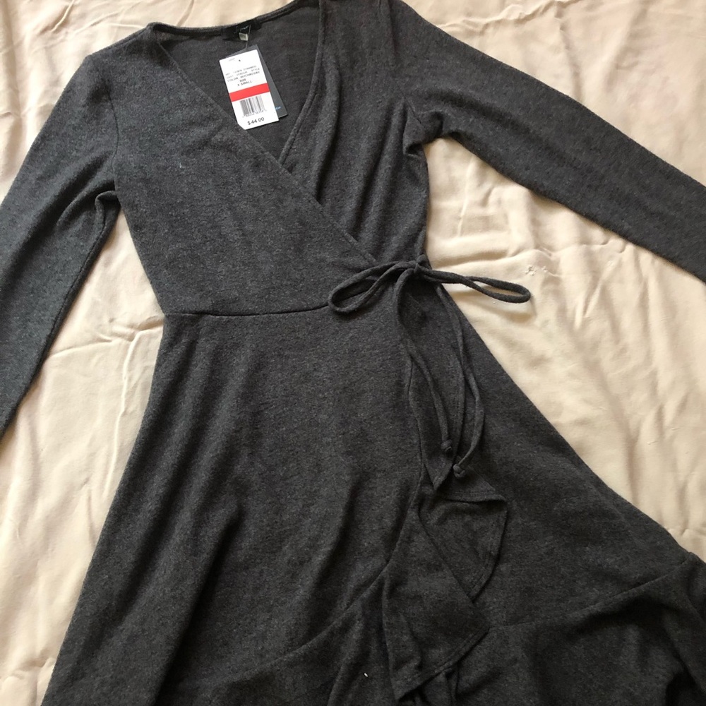 NWT Grey Wrap Style Dress